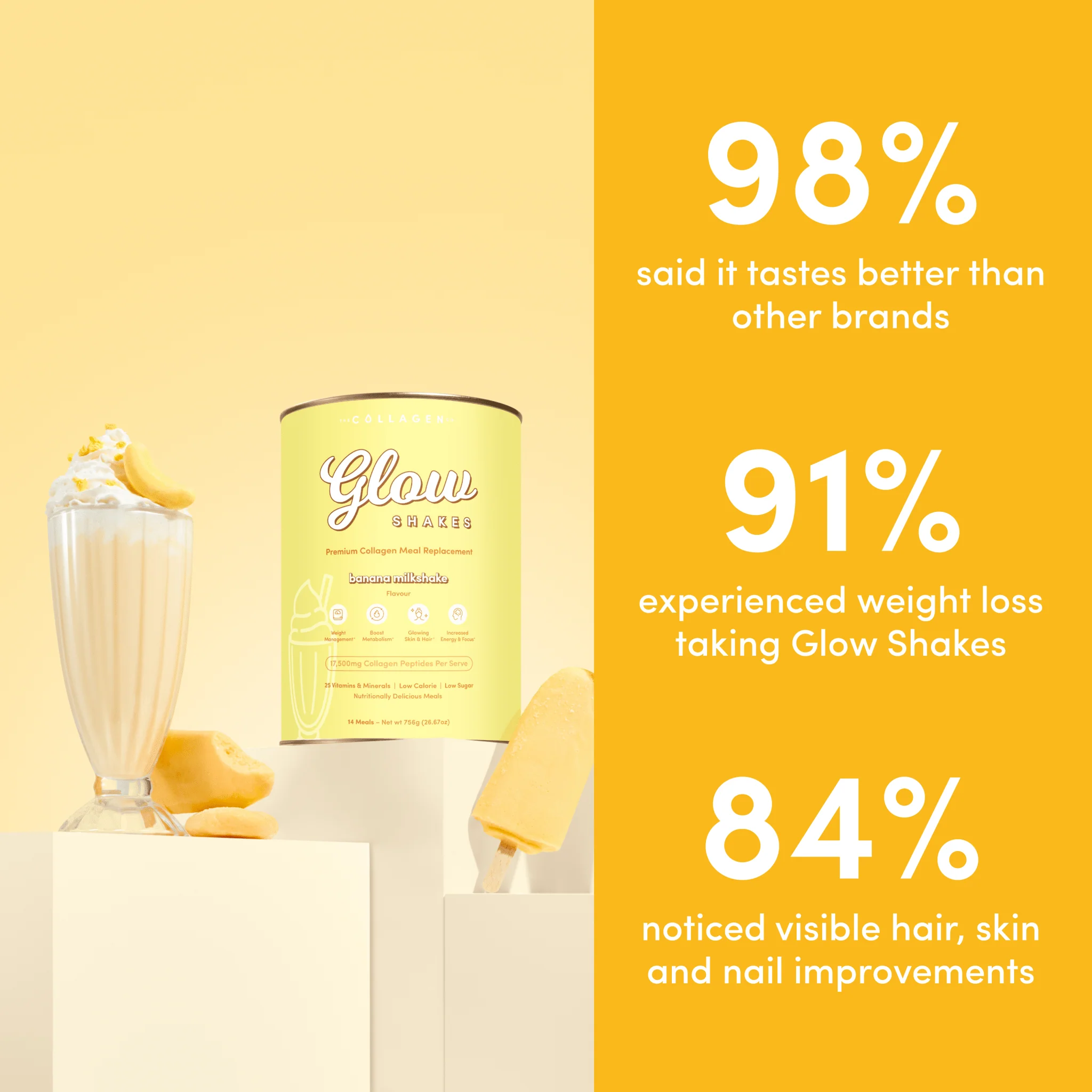 Banana Milkshake Collagen Meal Replacement - 756g - Image 3