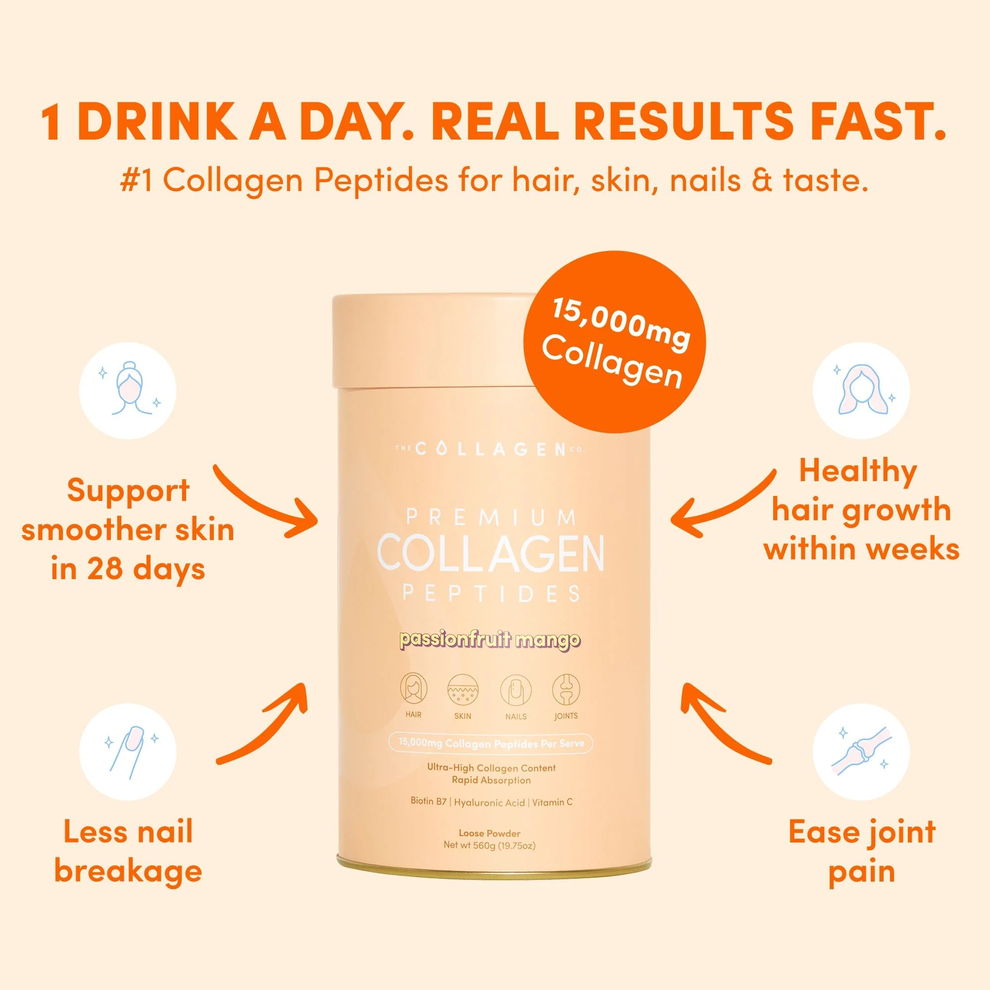 Passionfruit Mango Collagen Powder - 560g - Image 4