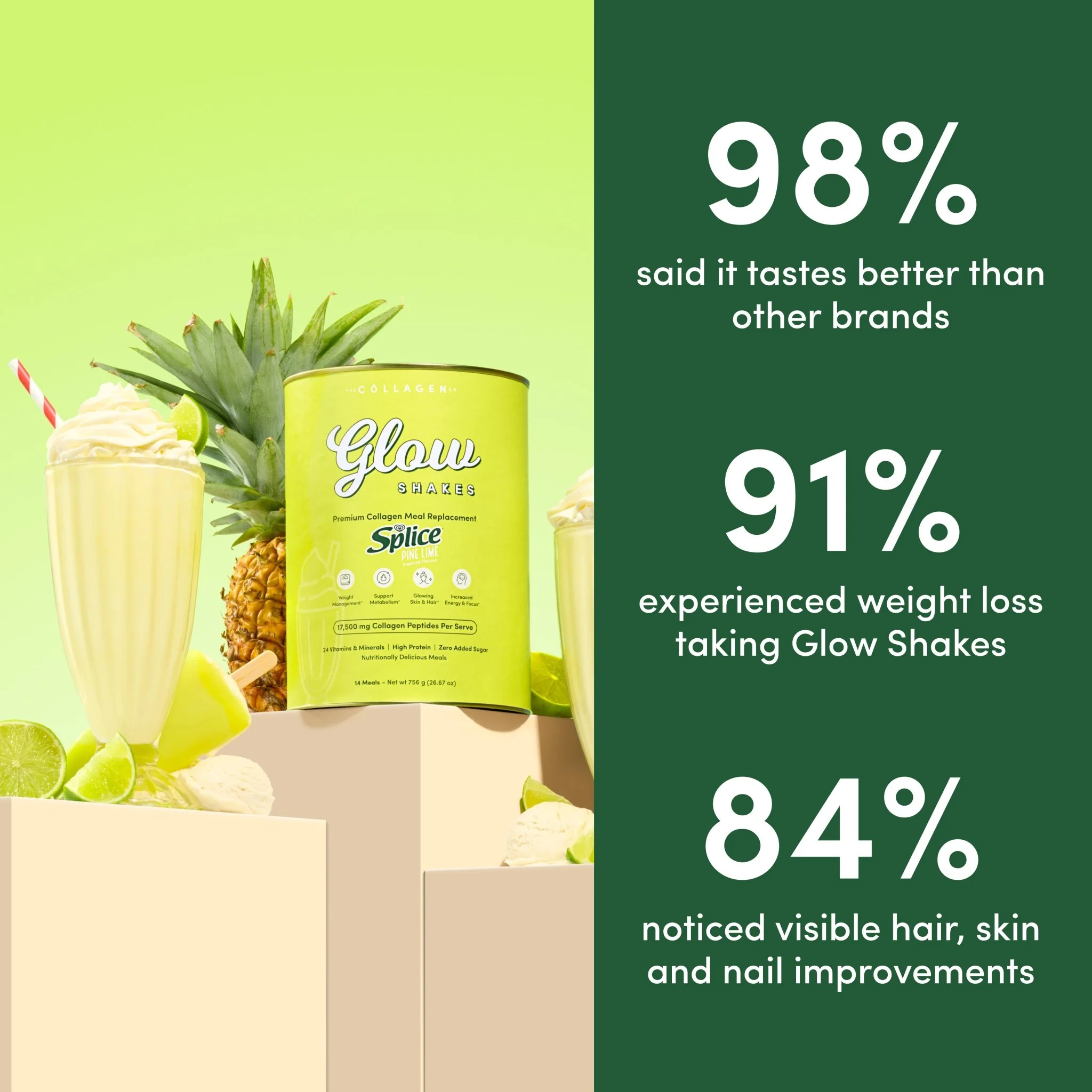 Splice Pine Lime Ice Cream Collagen Meal Replacement - 756g - Image 3